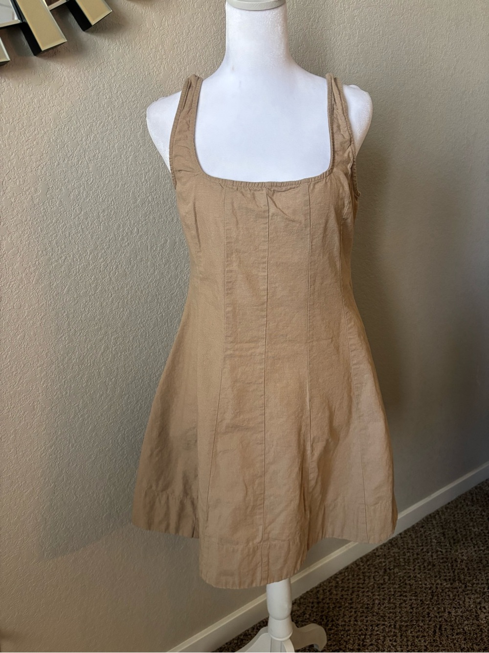 ASOS Tan Sleeveless Square-Neck Mini Dress